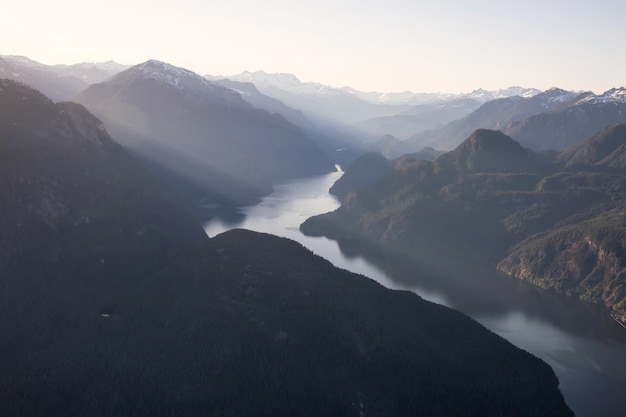 Aerial view of the Canadian Mountain Landscape