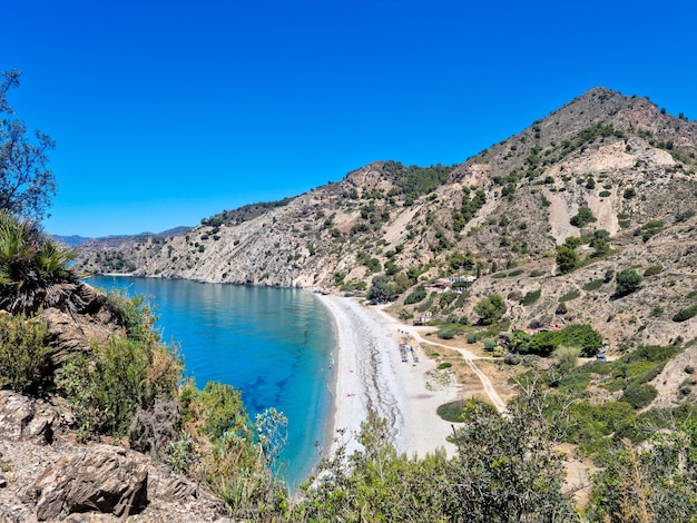 Aerial view of the Cañuelo beach in Maro