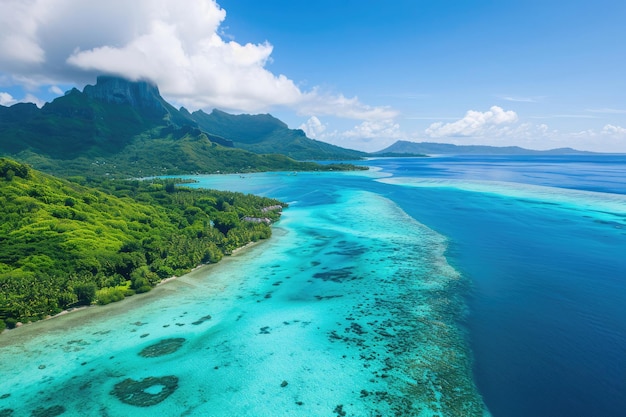 An aerial view capturing the elevated tranquility of bora bora