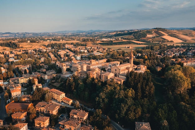 Aerial view of Castelvetro village Modena Italy