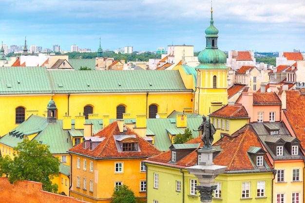 Aerial view of Castle Square in Warsaw, Poland.