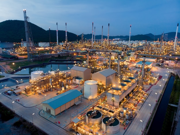 Aerial view of chemical oil refinery plant