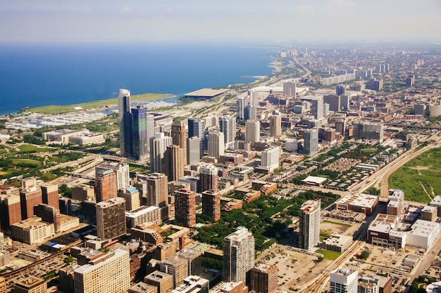 Aerial view of Chicago, Illinois.