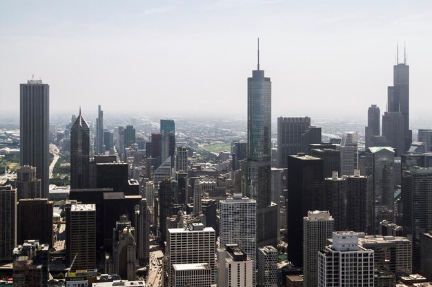 Aerial view of chicago skyline at daytime illinois usa
