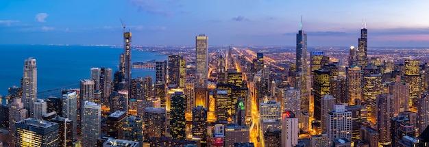 Photo aerial view of chicago skylines south panorama