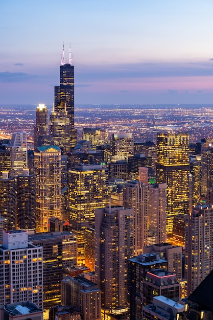 Aerial view of Chicago Skylines South