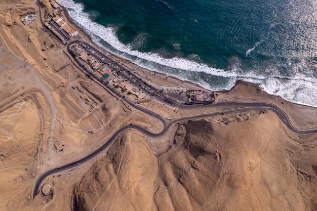 Aerial view of the Chorrillos boardwalk in Lima