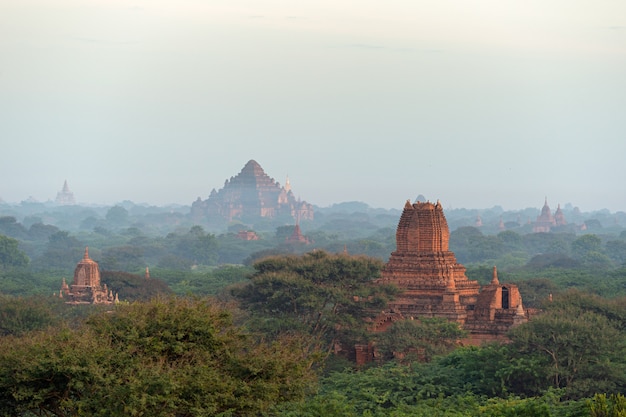 Aerial view of the city Bagan in Myanmar