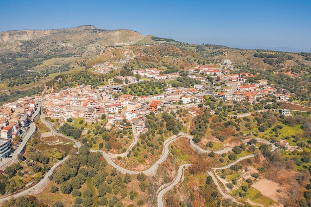 Aerial view of city of Careri Calabria Italy