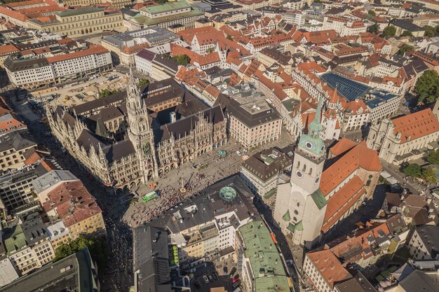 Aerial view of city center of Munich