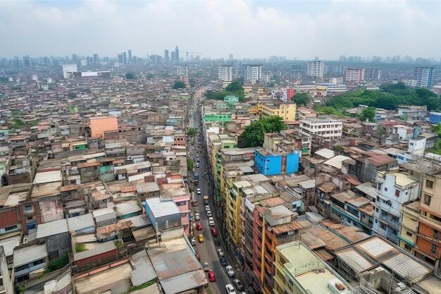 aerial view of city flyover with city scape view