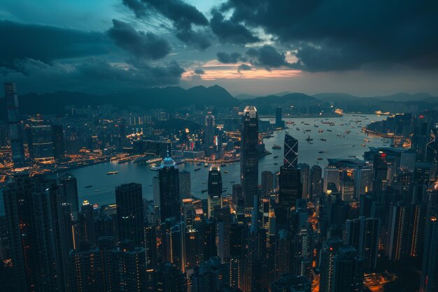 Aerial View of City at Night