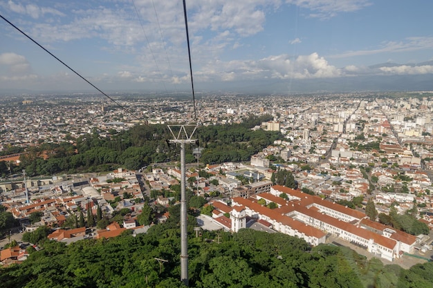 Aerial view of the city of Salta from the cableway in Argentina