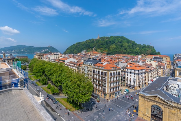 Aerial view of the city of San Sebastian Donostia In the province of Gipuzkoa Basque Country