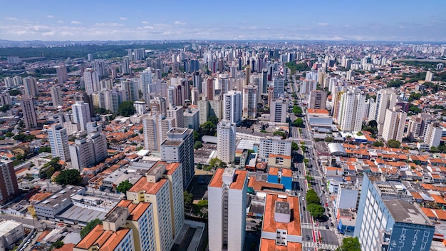 Aerial view of the city of Sao Paulo, Brazil. In the neighborhood of Vila Clementino, Jabaquara