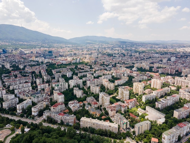 Aerial view of city of Sofia Bulgaria