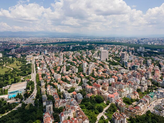 Aerial view of city of Sofia Bulgaria