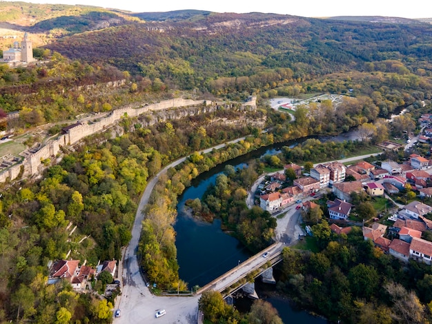 Aerial view of city of Veliko Tarnovo Bulgaria