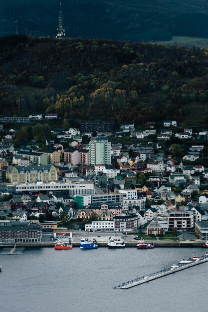 Aerial view of city at waterfront