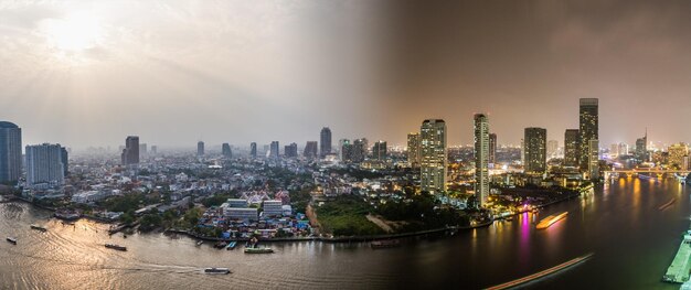 Aerial view of city at waterfront