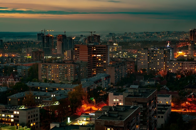 Aerial view of a city with high-rise buildings