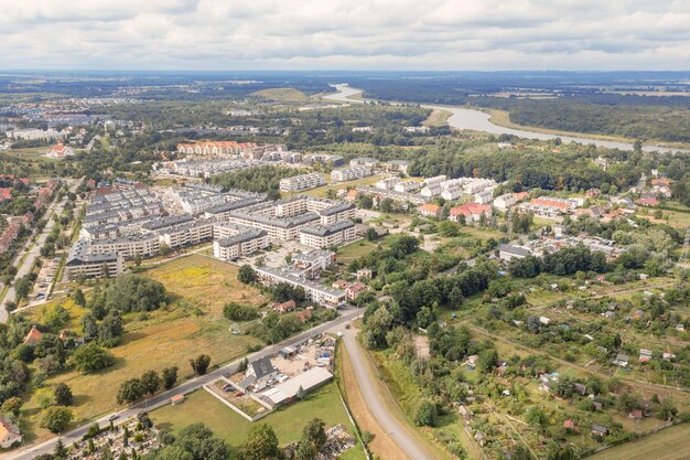 Aerial view of the city of Wroclaw, residential areas, summer time