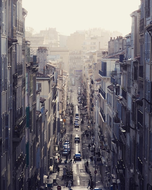 Aerial view of cityscape against sky