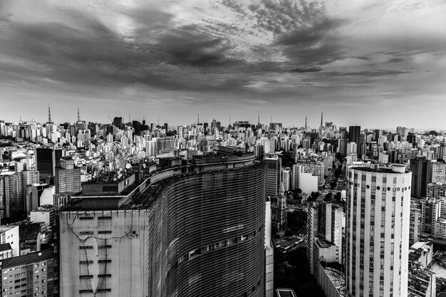 Aerial view of cityscape against sky