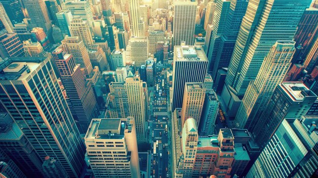 Photo aerial view of a cityscape create an aerial view of a bustling city with towering skyscrapers