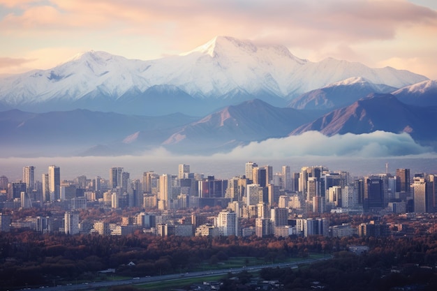 Foto vista aerea del paesaggio urbano di seoul corea del sud santiago cile paesaggio cittadino ai generato