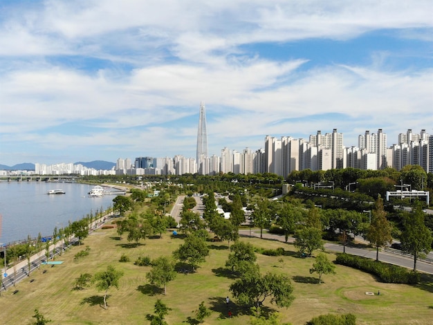 Aerial view cityscape of Seoul South Korea