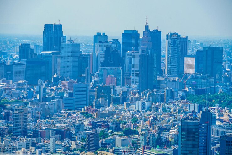 Photo 都市風景の空中写真