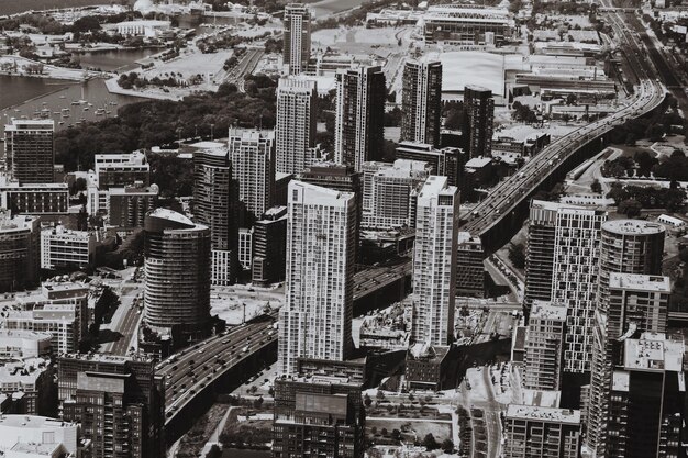 Foto vista aerea del paesaggio urbano