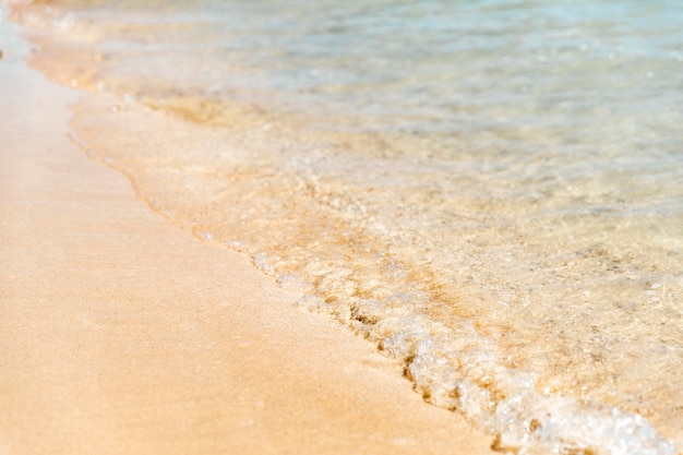 Aerial view of clear turquoise sea and waves Soft ocean wave on the sandy beach