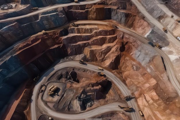 Photo aerial view of a coal quarry in a mine ai