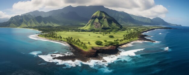 Aerial view of a coast in Hawaii