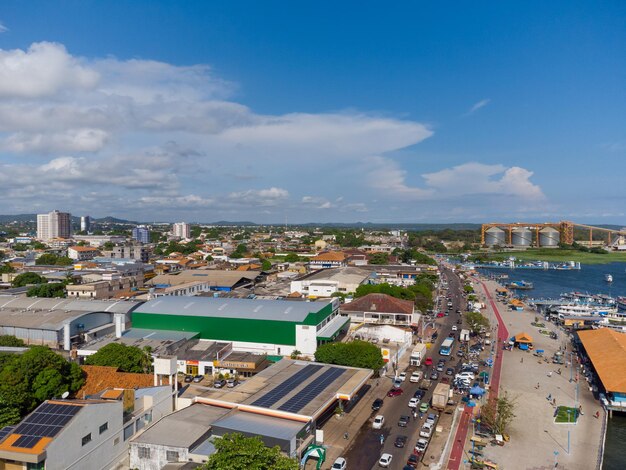 Aerial view of the coastline of the city of santarem in the state of para in brazil nice city on the banks of the rio amazonas