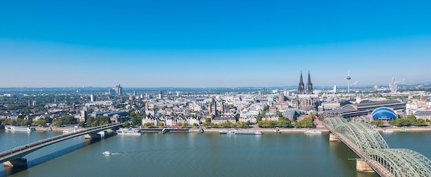 Aerial view of Cologne city at summer