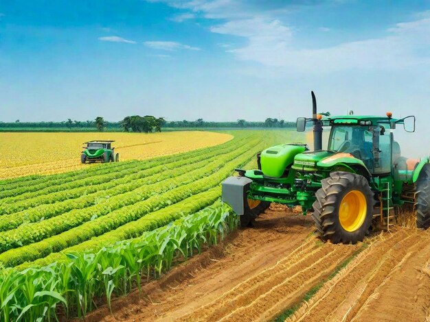 Aerial view of combine harvester working during harvesting season on large ripe wheat field agricul