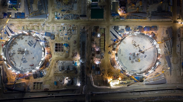 Photo aerial view concrete tank for gas supply