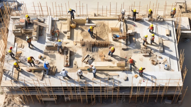 Aerial view of construction site