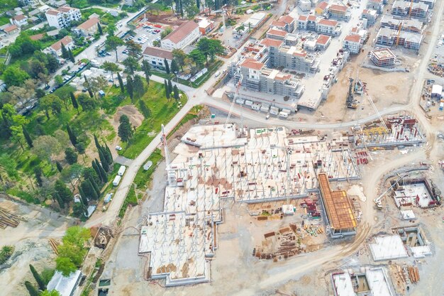 Photo aerial view of the construction site