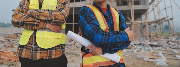 Aerial view of construction worker in construction site