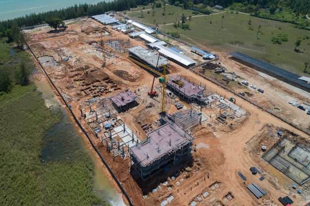 Aerial view construction 