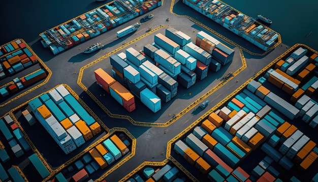 Aerial view Container international shipping Logistic business Made by AIArtificial intelligence