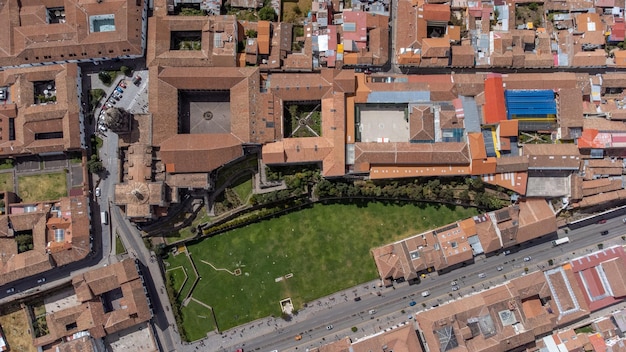 Aerial view of the Coricancha temple in Cusco