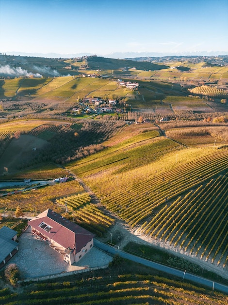 Photo aerial view of the countryside around la morra piedmont italy