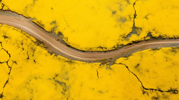 Aerial view of the curved edges of a vivid