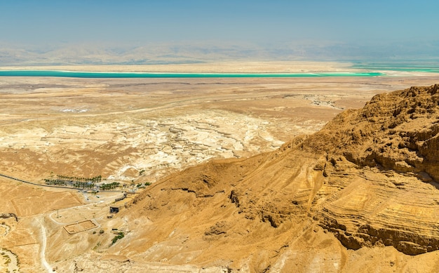 Aerial view of the Dead Sea in the Judaean Desert - Israel