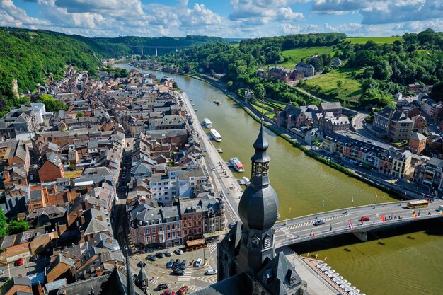 Photo aerial view of dinant town belgium